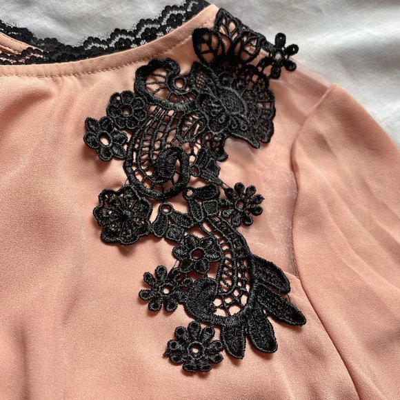 SOLD - Beautiful Pink Dress with Crochet Flower Details - Picture 2 of 9